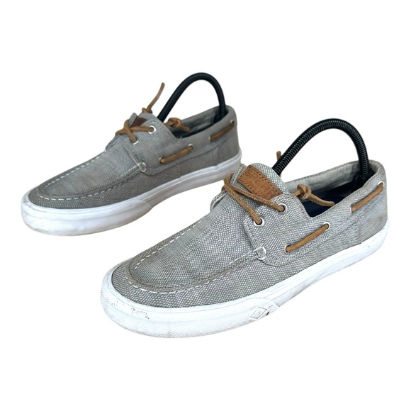 Sperry Men’s 7 Fabric Top Sider Boat Shoes Canvas Gray...
